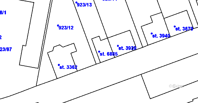 Parcela st. 6885 v KÚ Třebíč, Katastrální mapa