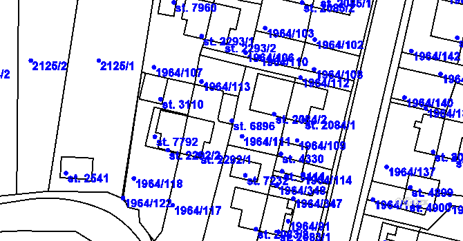 Parcela st. 6896 v KÚ Třebíč, Katastrální mapa