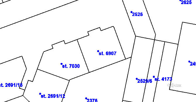 Parcela st. 6907 v KÚ Třebíč, Katastrální mapa