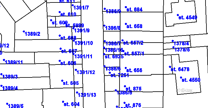 Parcela st. 6925 v KÚ Třebíč, Katastrální mapa