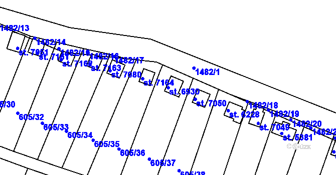 Parcela st. 6930 v KÚ Třebíč, Katastrální mapa