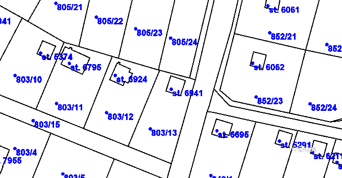 Parcela st. 6941 v KÚ Třebíč, Katastrální mapa