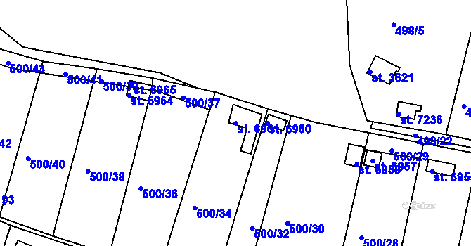 Parcela st. 6961 v KÚ Třebíč, Katastrální mapa