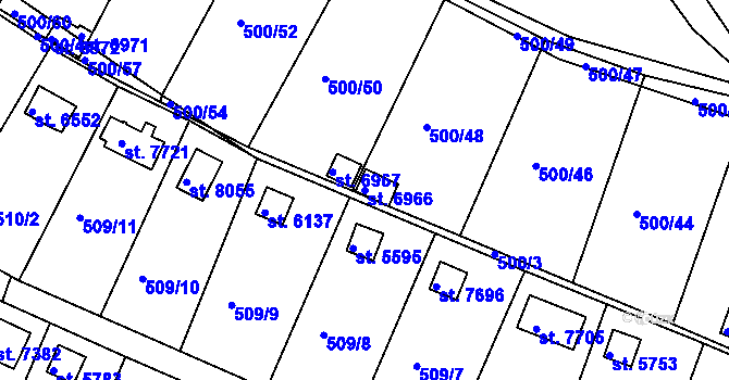 Parcela st. 6966 v KÚ Třebíč, Katastrální mapa
