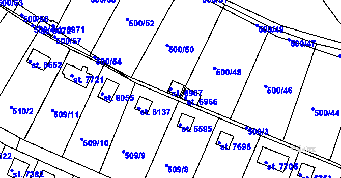 Parcela st. 6967 v KÚ Třebíč, Katastrální mapa