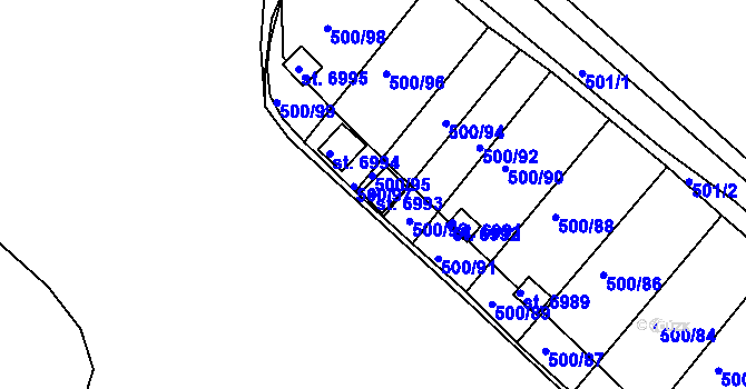 Parcela st. 6993 v KÚ Třebíč, Katastrální mapa
