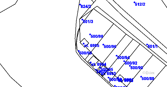 Parcela st. 6995 v KÚ Třebíč, Katastrální mapa