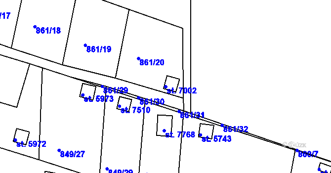 Parcela st. 7002 v KÚ Třebíč, Katastrální mapa