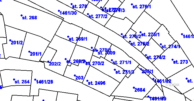 Parcela st. 7009 v KÚ Třebíč, Katastrální mapa