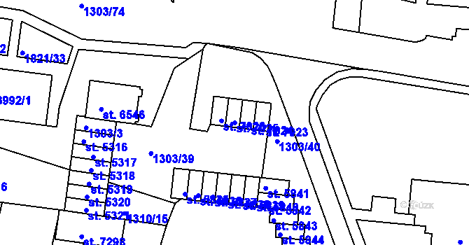 Parcela st. 7025 v KÚ Třebíč, Katastrální mapa