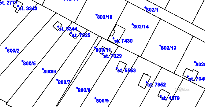 Parcela st. 7029 v KÚ Třebíč, Katastrální mapa