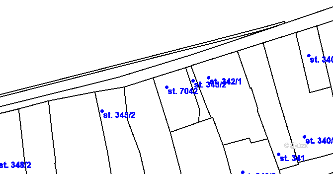 Parcela st. 7042 v KÚ Třebíč, Katastrální mapa