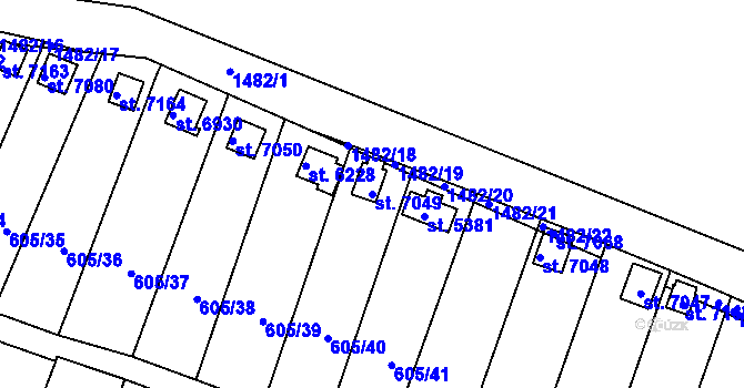 Parcela st. 7049 v KÚ Třebíč, Katastrální mapa