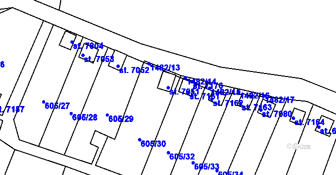 Parcela st. 7051 v KÚ Třebíč, Katastrální mapa
