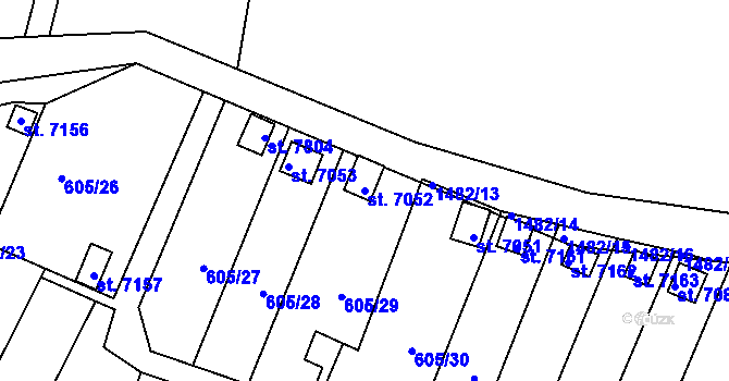 Parcela st. 7052 v KÚ Třebíč, Katastrální mapa