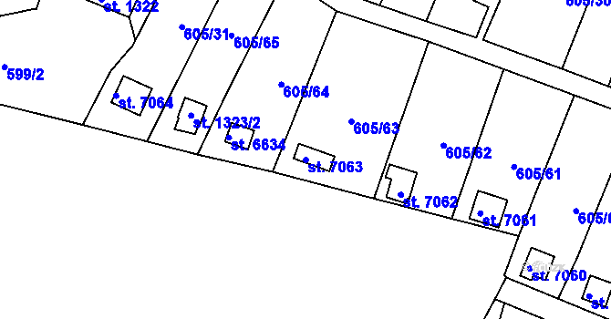 Parcela st. 7063 v KÚ Třebíč, Katastrální mapa