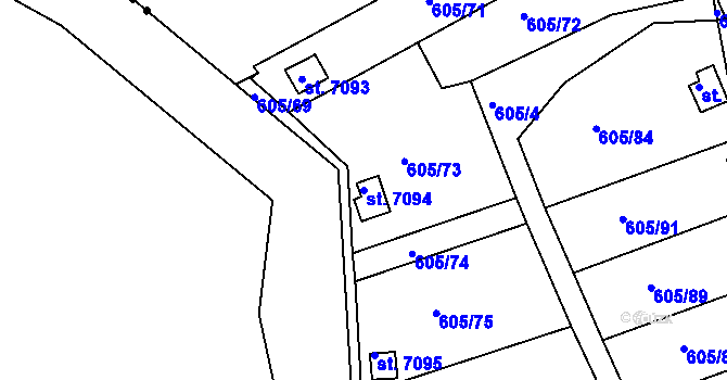 Parcela st. 7094 v KÚ Třebíč, Katastrální mapa