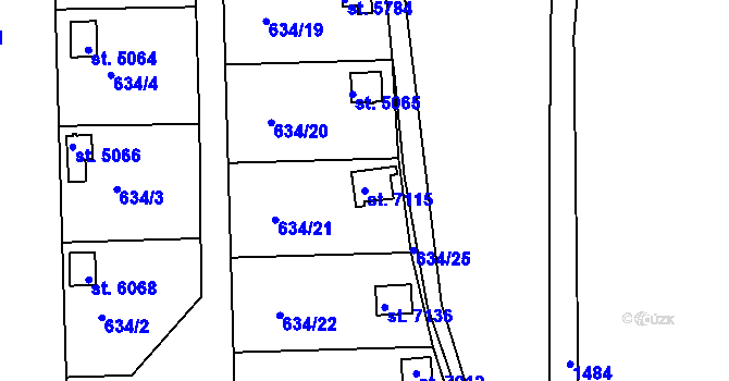 Parcela st. 7115 v KÚ Třebíč, Katastrální mapa