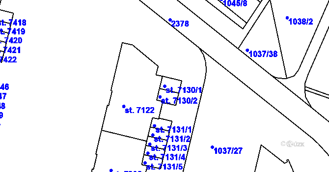 Parcela st. 7130/1 v KÚ Třebíč, Katastrální mapa