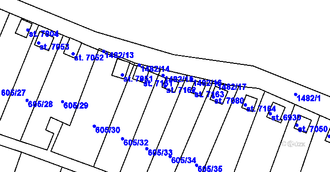 Parcela st. 7162 v KÚ Třebíč, Katastrální mapa