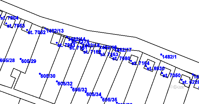 Parcela st. 7163 v KÚ Třebíč, Katastrální mapa