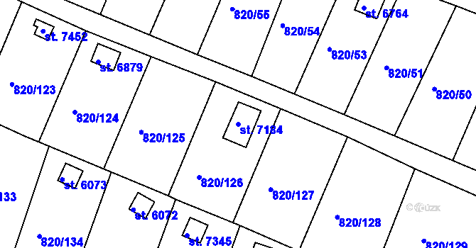 Parcela st. 7184 v KÚ Třebíč, Katastrální mapa