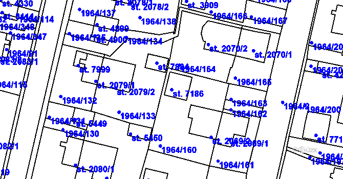 Parcela st. 7186 v KÚ Třebíč, Katastrální mapa