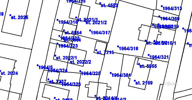 Parcela st. 7215 v KÚ Třebíč, Katastrální mapa