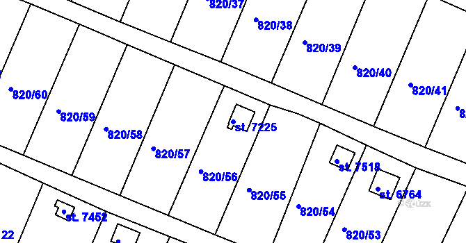 Parcela st. 7225 v KÚ Třebíč, Katastrální mapa