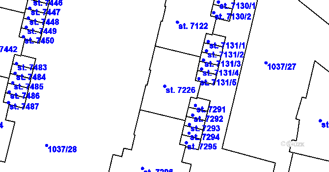 Parcela st. 7226 v KÚ Třebíč, Katastrální mapa