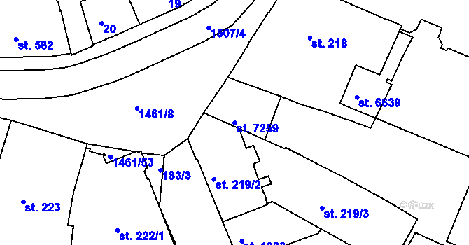 Parcela st. 7259 v KÚ Třebíč, Katastrální mapa