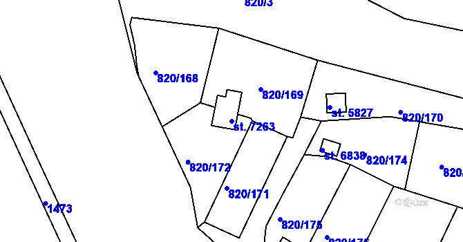 Parcela st. 7263 v KÚ Třebíč, Katastrální mapa