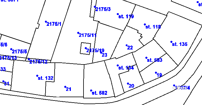 Parcela st. 23 v KÚ Třebíč, Katastrální mapa
