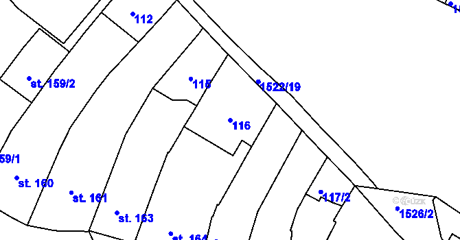 Parcela st. 116 v KÚ Třebíč, Katastrální mapa