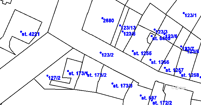 Parcela st. 123/2 v KÚ Třebíč, Katastrální mapa