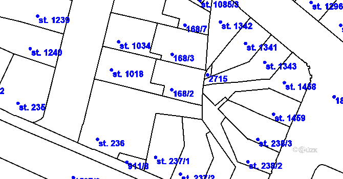 Parcela st. 168/2 v KÚ Třebíč, Katastrální mapa