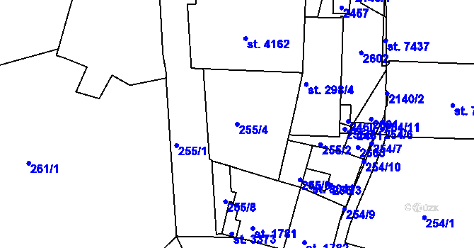 Parcela st. 255/4 v KÚ Třebíč, Katastrální mapa