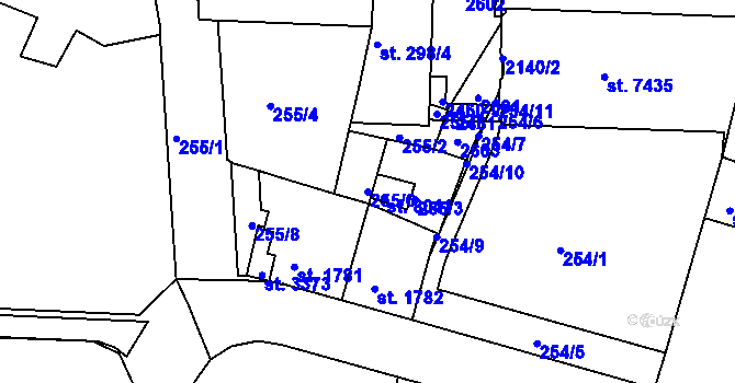 Parcela st. 255/6 v KÚ Třebíč, Katastrální mapa
