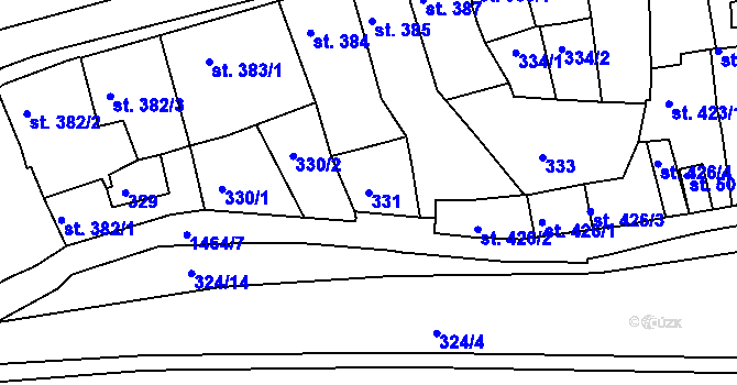 Parcela st. 331 v KÚ Třebíč, Katastrální mapa