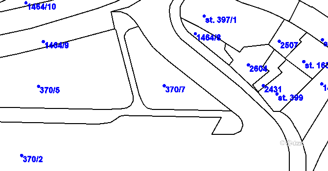 Parcela st. 370/7 v KÚ Třebíč, Katastrální mapa