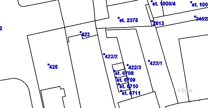 Parcela st. 422/2 v KÚ Třebíč, Katastrální mapa