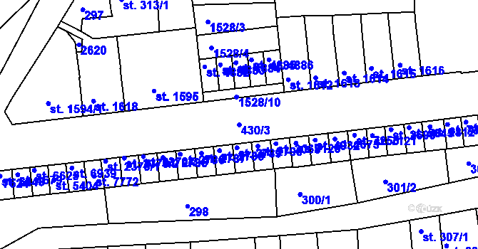 Parcela st. 430/3 v KÚ Třebíč, Katastrální mapa