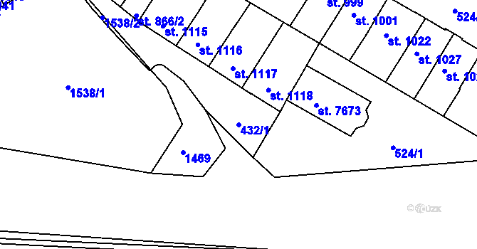 Parcela st. 432/1 v KÚ Třebíč, Katastrální mapa
