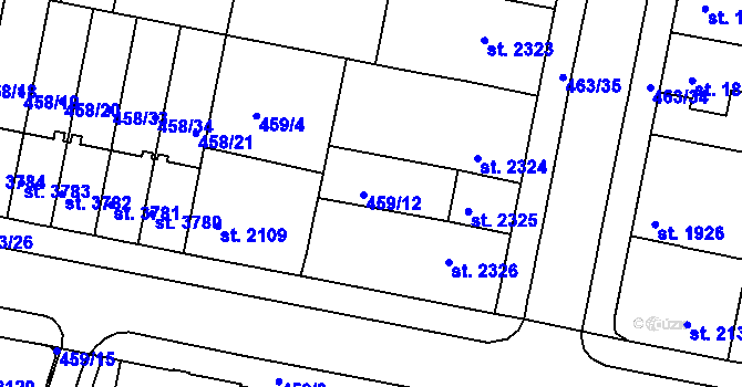 Parcela st. 459/12 v KÚ Třebíč, Katastrální mapa