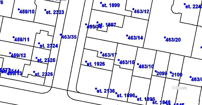 Parcela st. 463/17 v KÚ Třebíč, Katastrální mapa