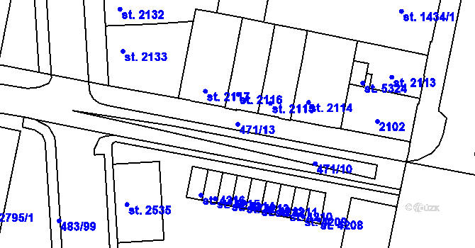 Parcela st. 471/13 v KÚ Třebíč, Katastrální mapa