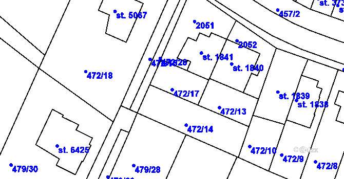 Parcela st. 472/17 v KÚ Třebíč, Katastrální mapa