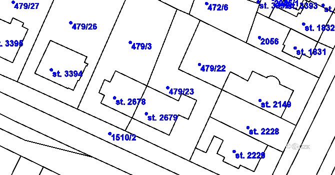 Parcela st. 479/23 v KÚ Třebíč, Katastrální mapa