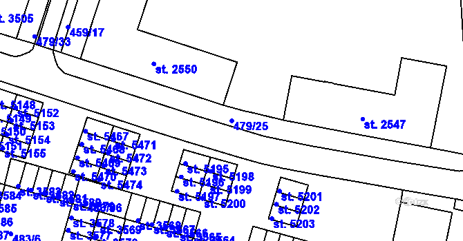 Parcela st. 479/25 v KÚ Třebíč, Katastrální mapa