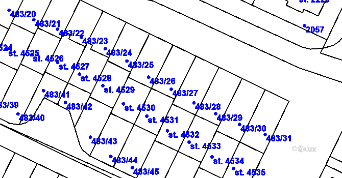 Parcela st. 483/27 v KÚ Třebíč, Katastrální mapa